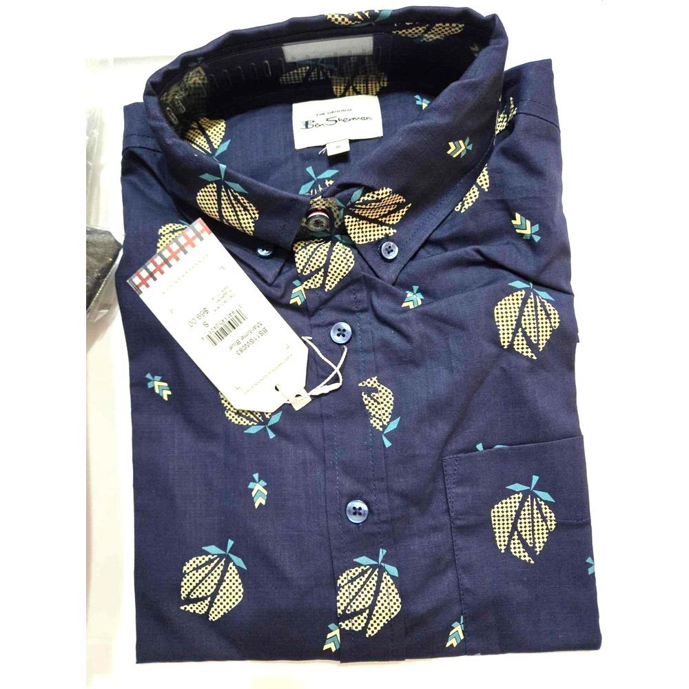 Ben Sherman Shirt Men's Small Blue S/S Button Up Smart Casual NWT British Style